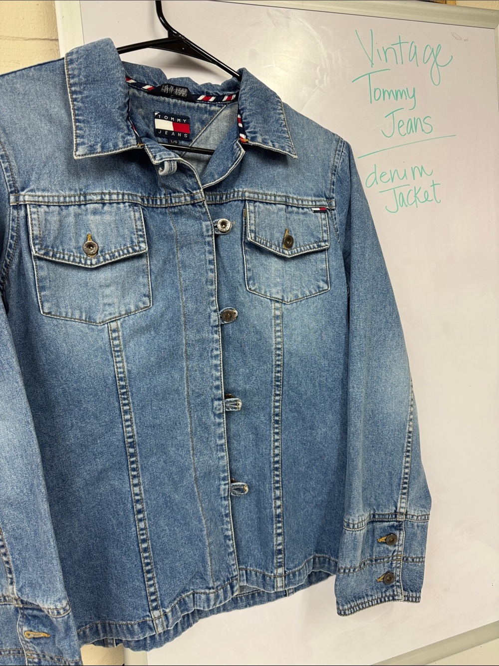 Vintage 90-2000’s tailored Tommy H. Denim Jacket Lg ‘see meausurement